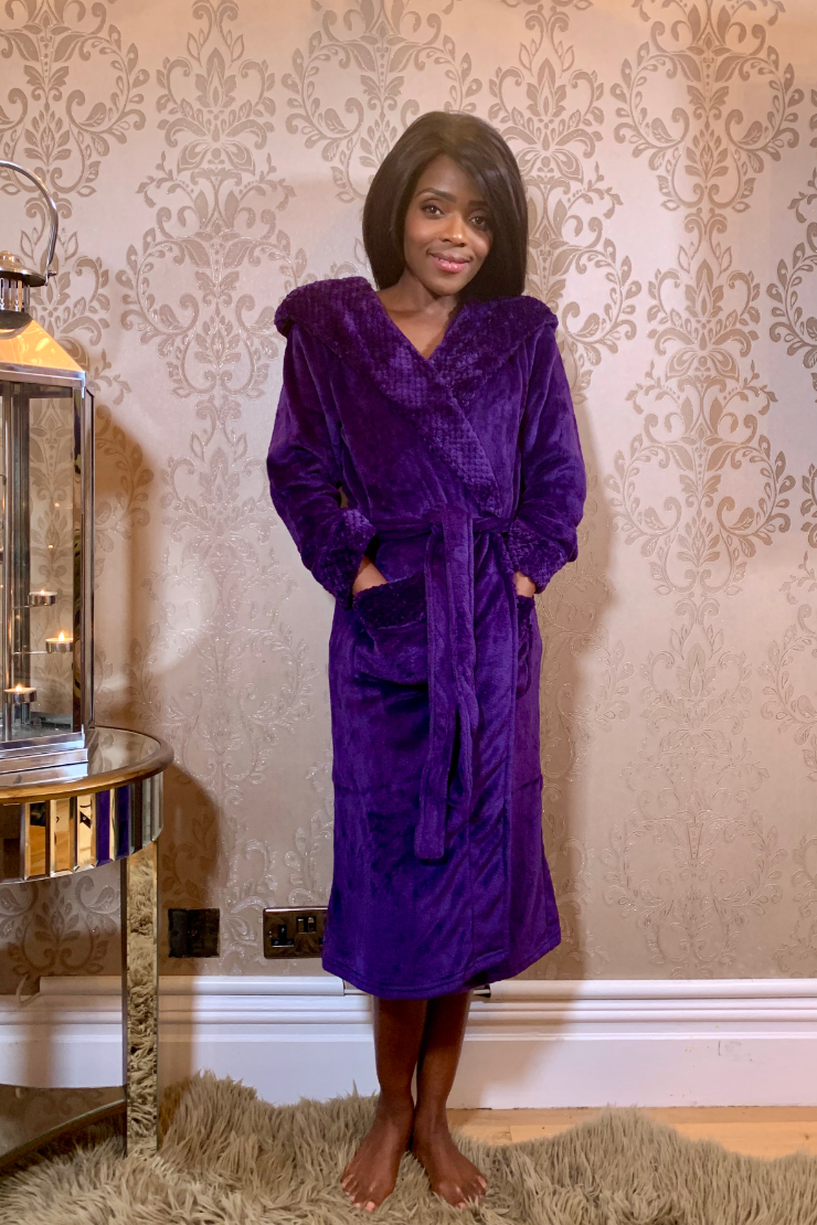 Purple Fluffy Dressing Ladies Purple Dressing Gown Women's Soft Touch Plush House Coat Dressing Gown Purple Purple Fluffy Dressing Ladies Purple Dressing Gown Women's Soft Touch Plush House Coat Dressing Gown Purple
