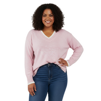 Soft Pink Knit Jumper with V-Neck