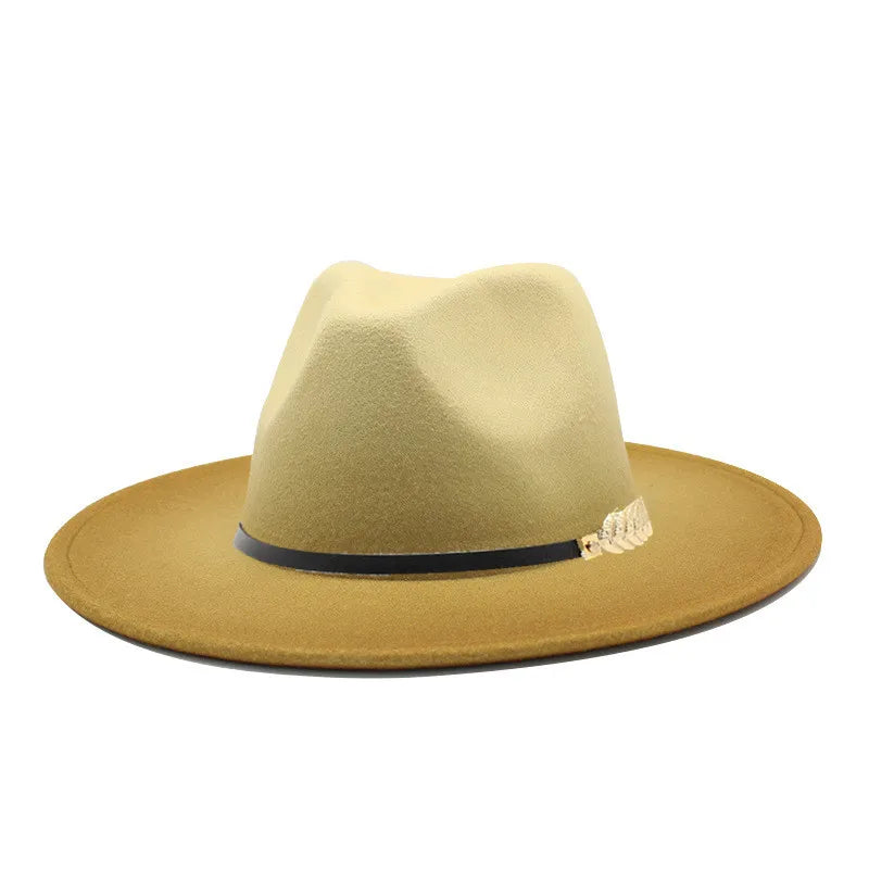 NEW!! Gradient Wide Brim Wool Felt Jazz Fedora Hats
