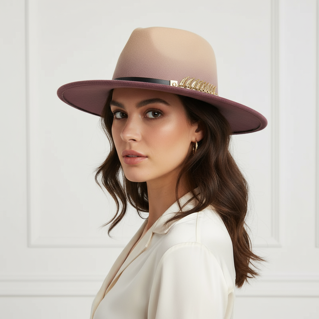 NEW!! Gradient Wide Brim Wool Felt Jazz Fedora Hats