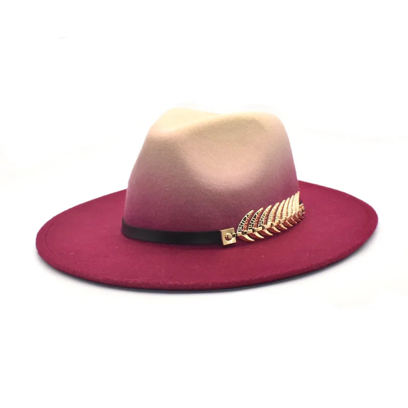 NEW!! Gradient Wide Brim Wool Felt Jazz Fedora Hats