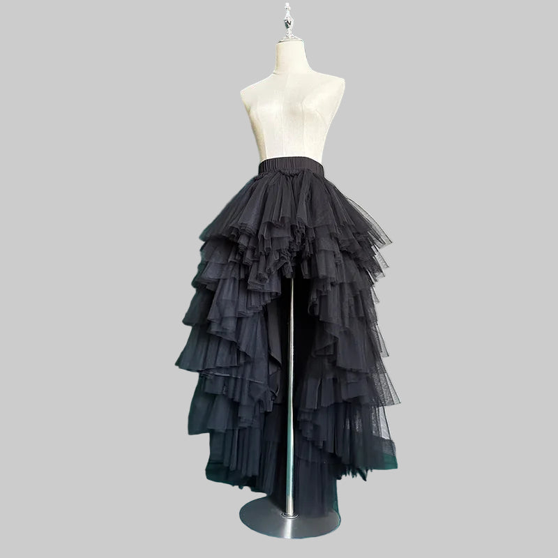 High-Low Tulle Asymmetrical Mesh Skirts