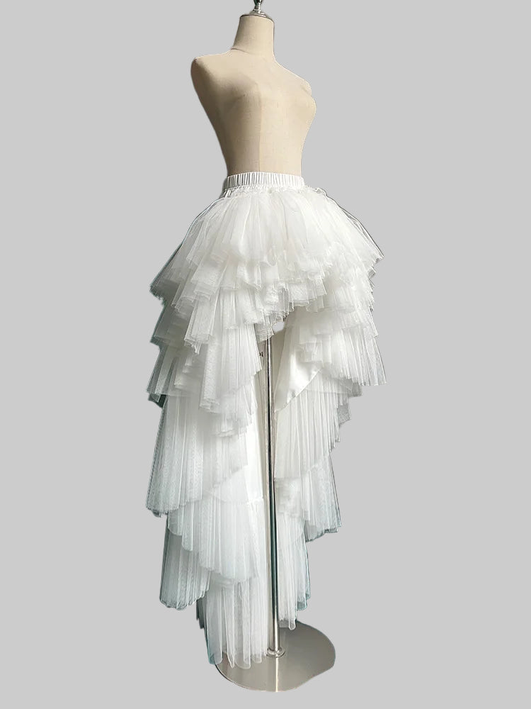 High-Low Tulle Asymmetrical Mesh Skirts