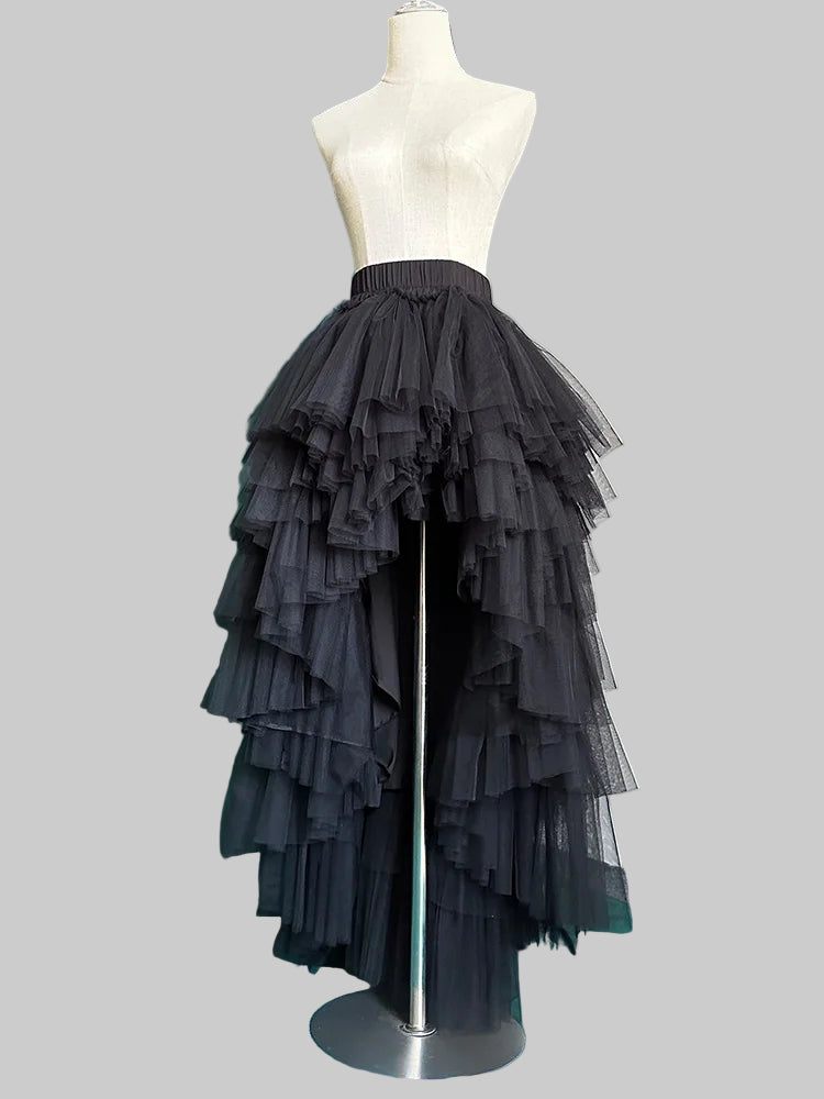 High-Low Tulle Asymmetrical Mesh Skirts