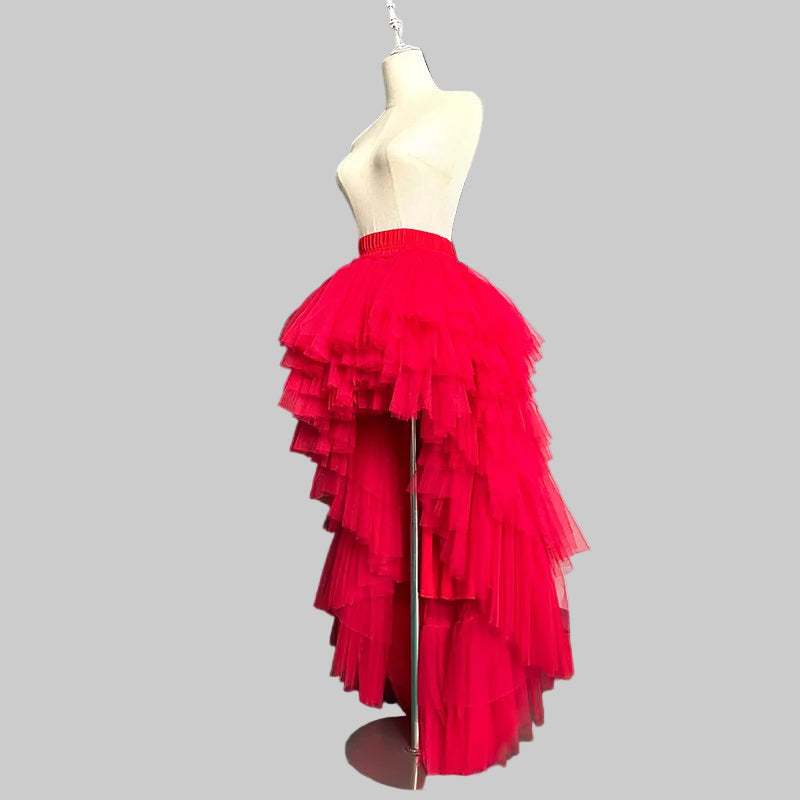 High-Low Tulle Asymmetrical Mesh Skirts