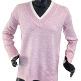 Soft Pink Knit Jumper with V-Neck