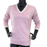 Soft Pink Knit Jumper with V-Neck