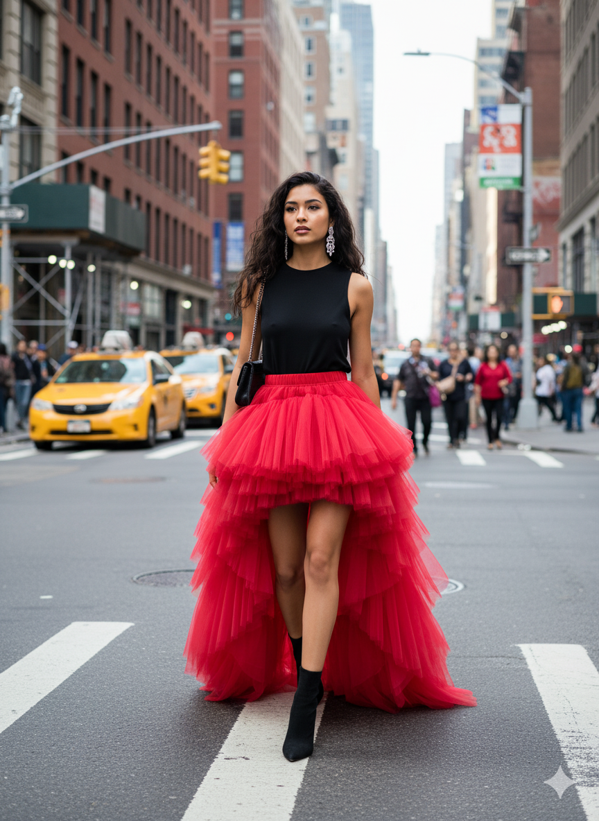 High-Low Tulle Asymmetrical Mesh Skirts