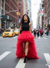 High-Low Tulle Asymmetrical Mesh Skirts