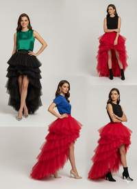 High-Low Tulle Asymmetrical Mesh Skirts