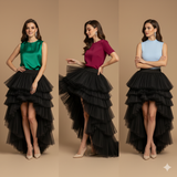 High-Low Tulle Asymmetrical Mesh Skirts