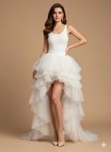 High-Low Tulle Asymmetrical Mesh Skirts