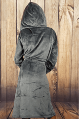 Ladies Hooded Premium Plush Dressing Gown Bavarian Grey