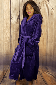 purple velour dressing gown Luxury long purple velvet robe for women, L-XL / 68