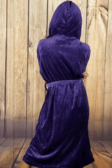 Ladies Hooded Premium Plush Dressing Gown Purple Damson