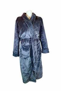 Ladies Premium Plush Dressing Gown Graphite Grey