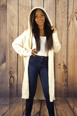 Hooded Chunky Knitted Longline Cardigan