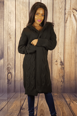 Hooded Chunky Knitted Longline Cardigan